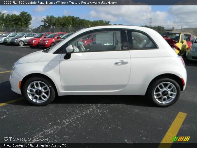 Bianco (White) / Tessuto Rosso/Avorio (Red/Ivory) 2012 Fiat 500 c cabrio Pop
