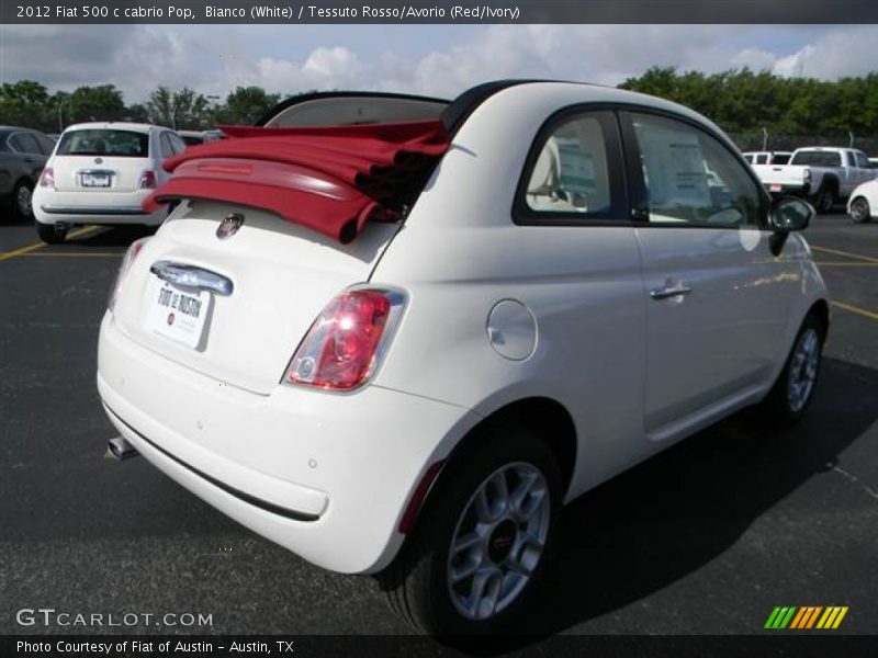 Bianco (White) / Tessuto Rosso/Avorio (Red/Ivory) 2012 Fiat 500 c cabrio Pop