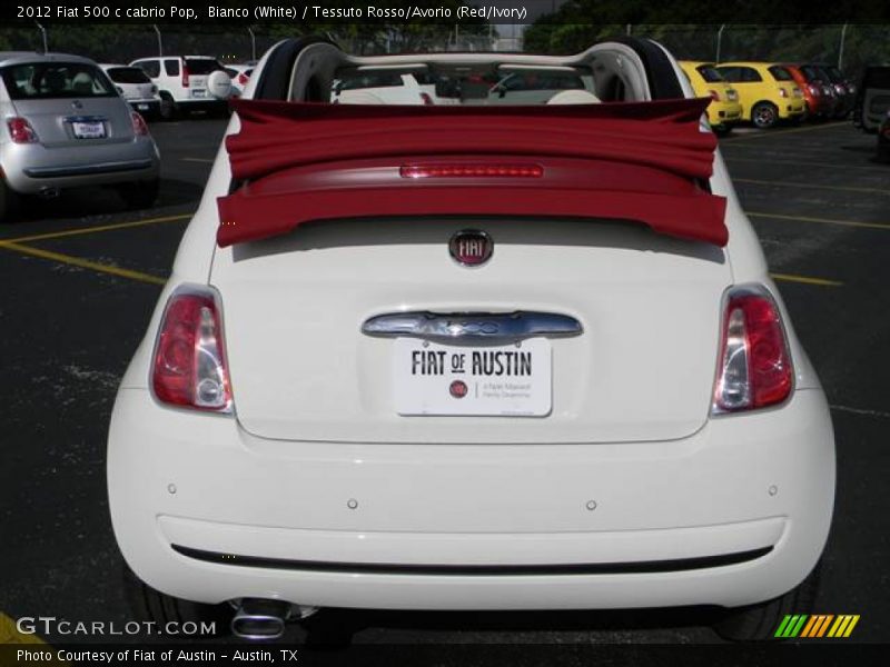Bianco (White) / Tessuto Rosso/Avorio (Red/Ivory) 2012 Fiat 500 c cabrio Pop