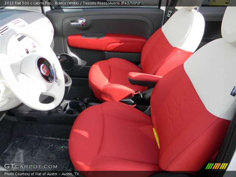 Bianco (White) / Tessuto Rosso/Avorio (Red/Ivory) 2012 Fiat 500 c cabrio Pop