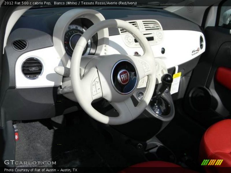 Bianco (White) / Tessuto Rosso/Avorio (Red/Ivory) 2012 Fiat 500 c cabrio Pop