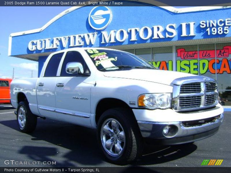 Bright White / Taupe 2005 Dodge Ram 1500 Laramie Quad Cab 4x4