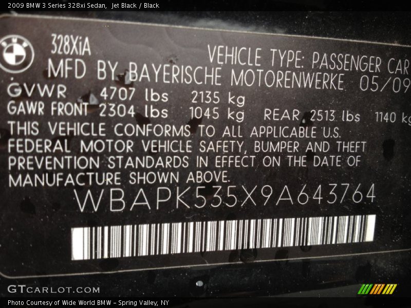 Jet Black / Black 2009 BMW 3 Series 328xi Sedan