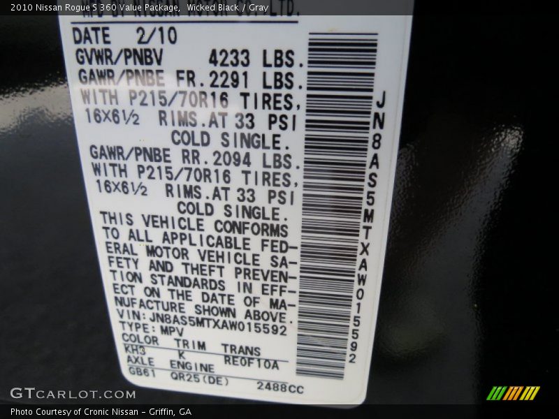 Wicked Black / Gray 2010 Nissan Rogue S 360 Value Package