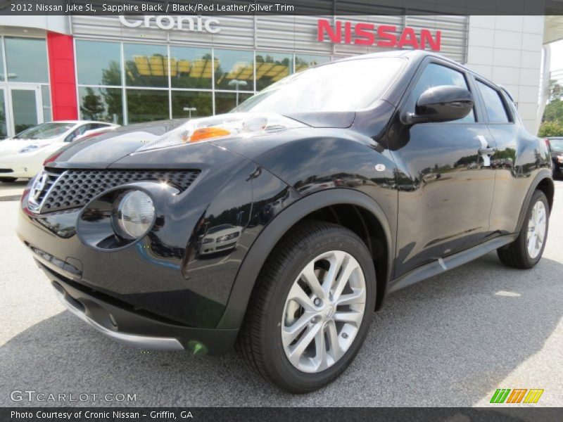 Sapphire Black / Black/Red Leather/Silver Trim 2012 Nissan Juke SL