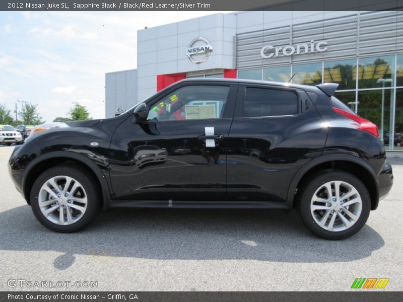 Sapphire Black / Black/Red Leather/Silver Trim 2012 Nissan Juke SL