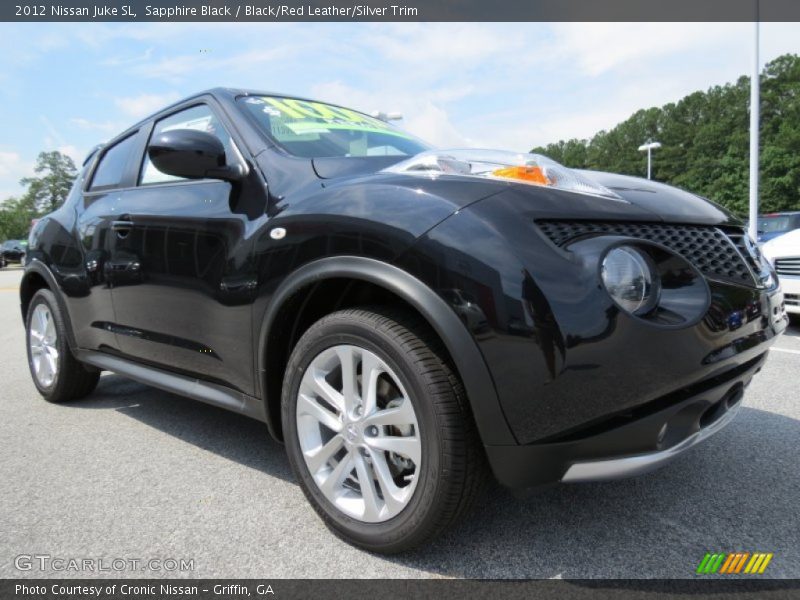 Sapphire Black / Black/Red Leather/Silver Trim 2012 Nissan Juke SL