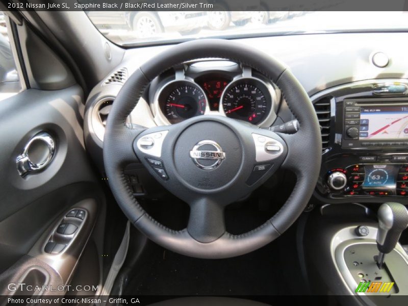 Sapphire Black / Black/Red Leather/Silver Trim 2012 Nissan Juke SL