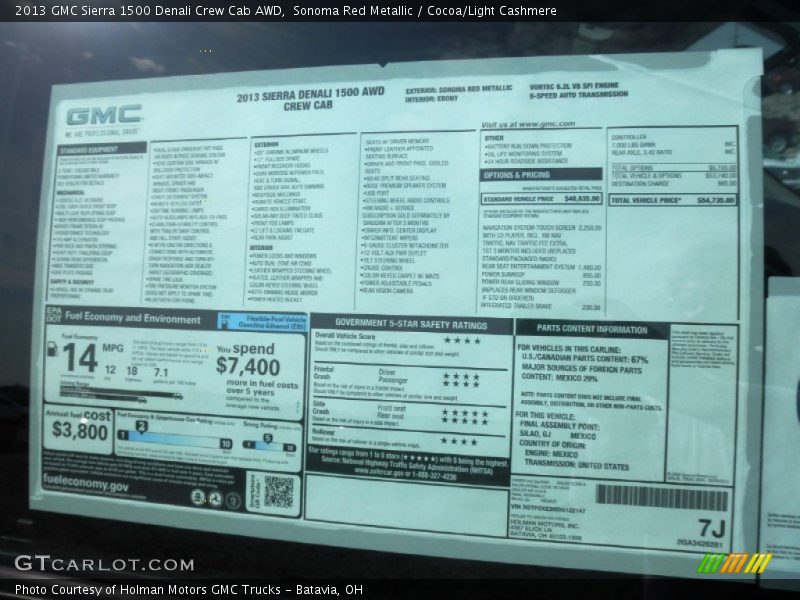  2013 Sierra 1500 Denali Crew Cab AWD Window Sticker