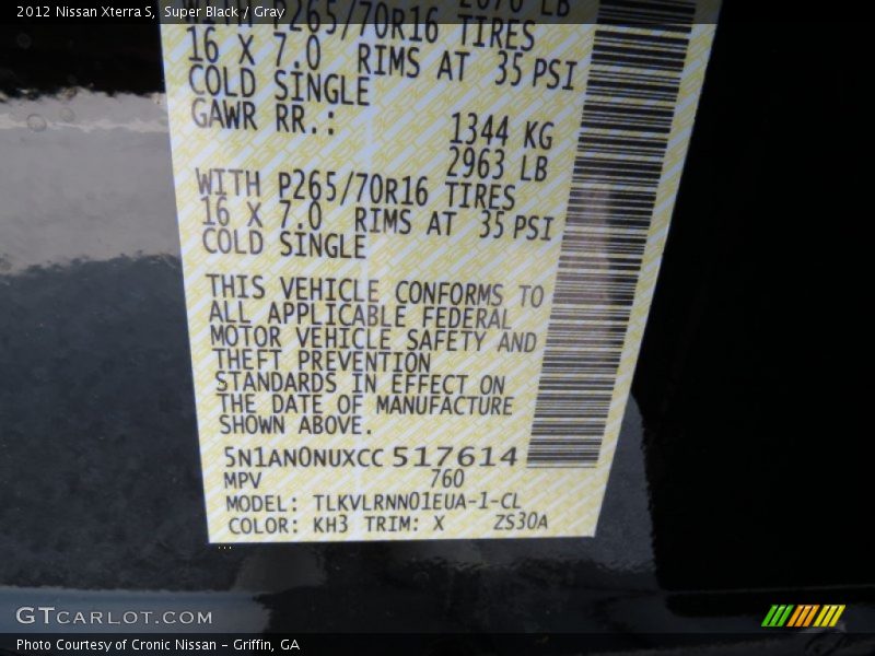 Super Black / Gray 2012 Nissan Xterra S
