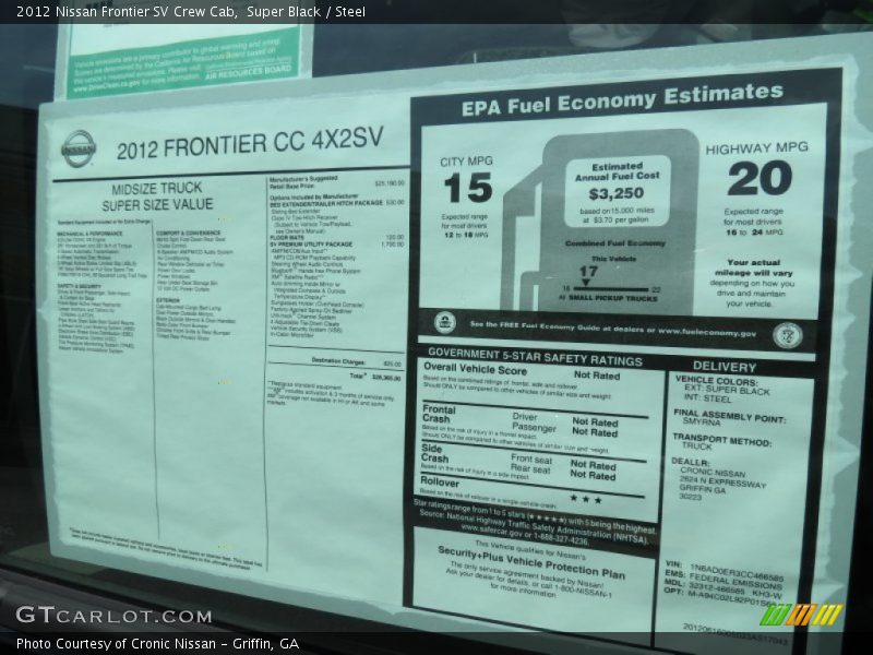 Super Black / Steel 2012 Nissan Frontier SV Crew Cab