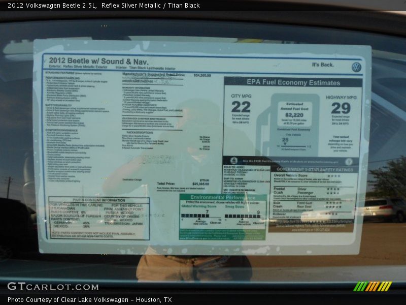 Reflex Silver Metallic / Titan Black 2012 Volkswagen Beetle 2.5L