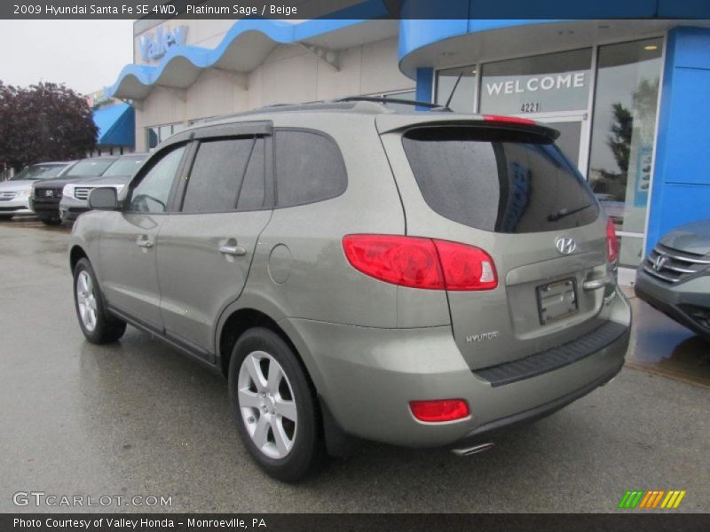 Platinum Sage / Beige 2009 Hyundai Santa Fe SE 4WD