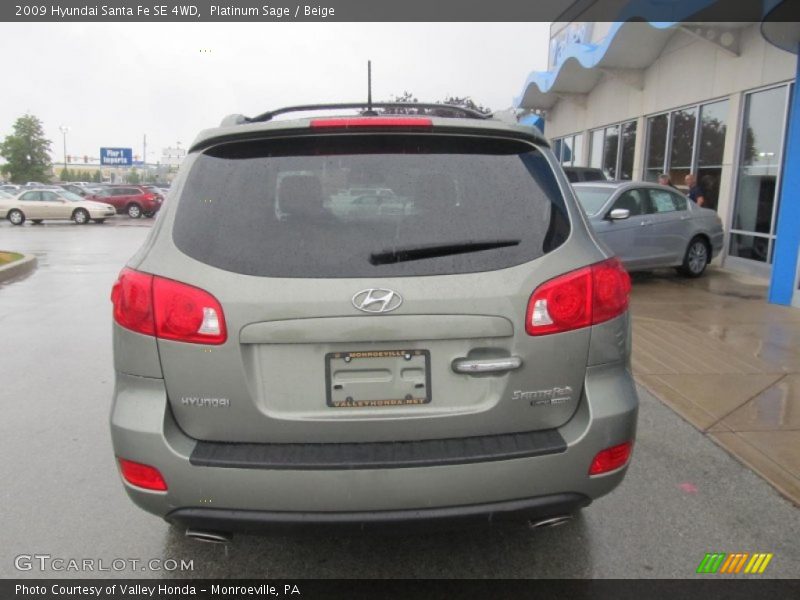 Platinum Sage / Beige 2009 Hyundai Santa Fe SE 4WD