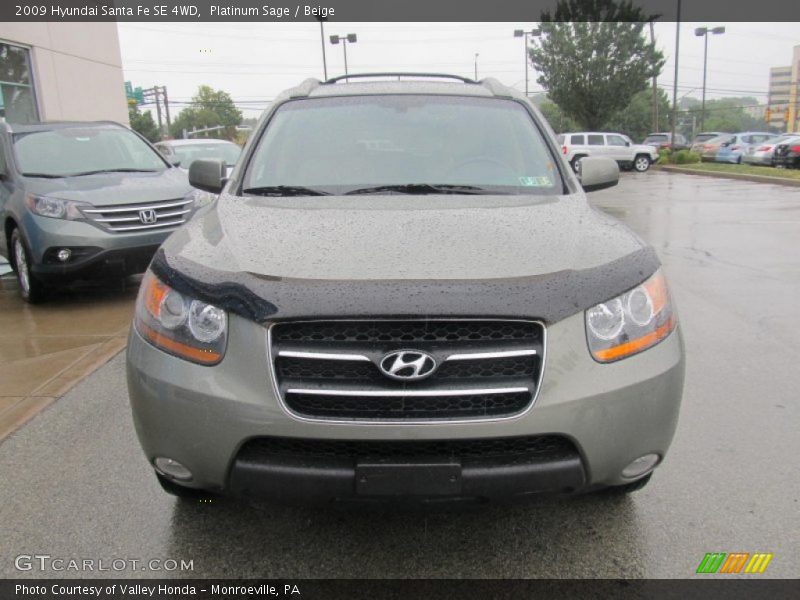Platinum Sage / Beige 2009 Hyundai Santa Fe SE 4WD