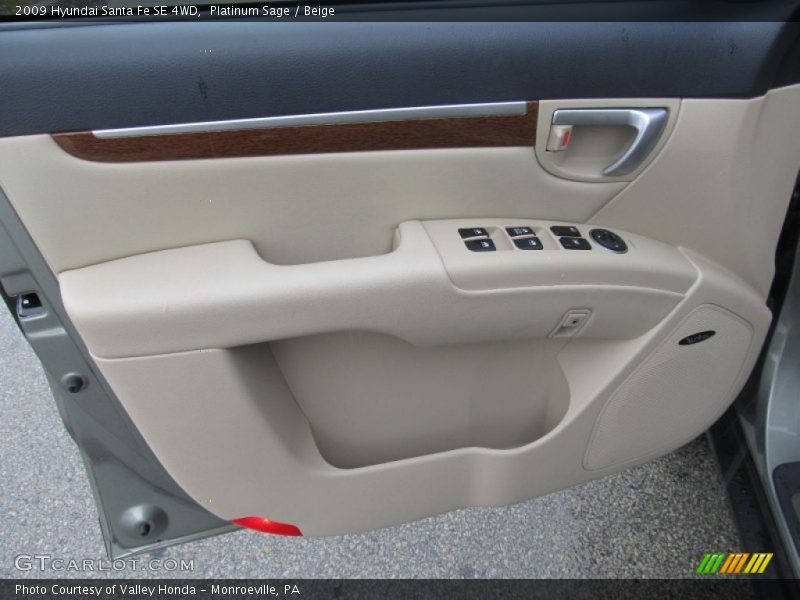 Platinum Sage / Beige 2009 Hyundai Santa Fe SE 4WD