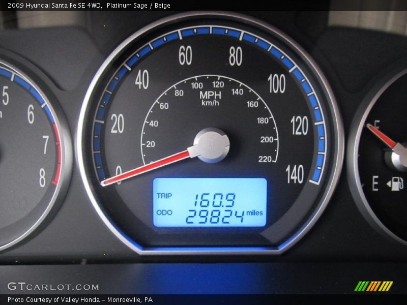 Platinum Sage / Beige 2009 Hyundai Santa Fe SE 4WD
