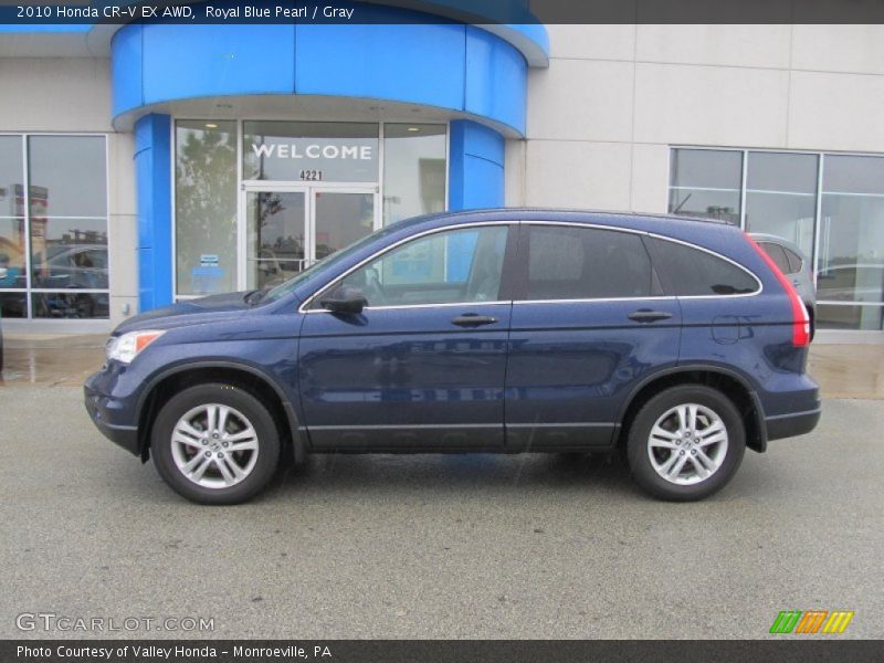 Royal Blue Pearl / Gray 2010 Honda CR-V EX AWD