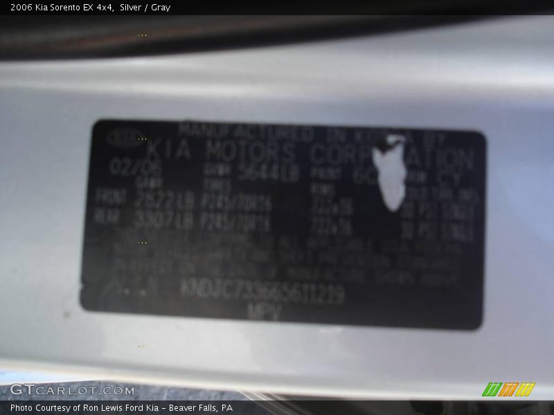 Silver / Gray 2006 Kia Sorento EX 4x4