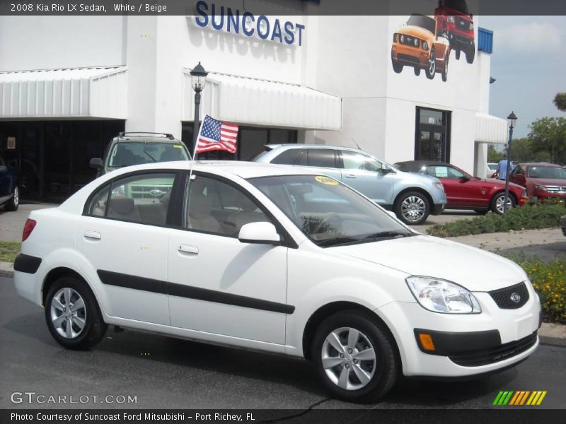 White / Beige 2008 Kia Rio LX Sedan