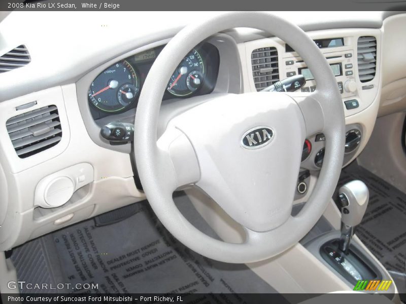 White / Beige 2008 Kia Rio LX Sedan