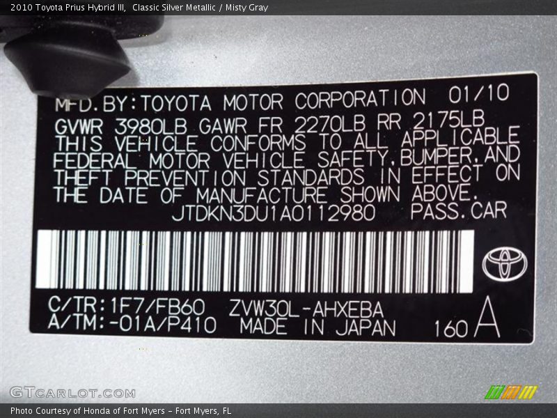 Classic Silver Metallic / Misty Gray 2010 Toyota Prius Hybrid III