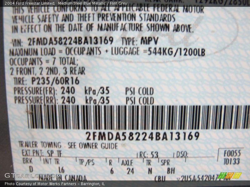 Medium Steel Blue Metallic / Flint Grey 2004 Ford Freestar Limited