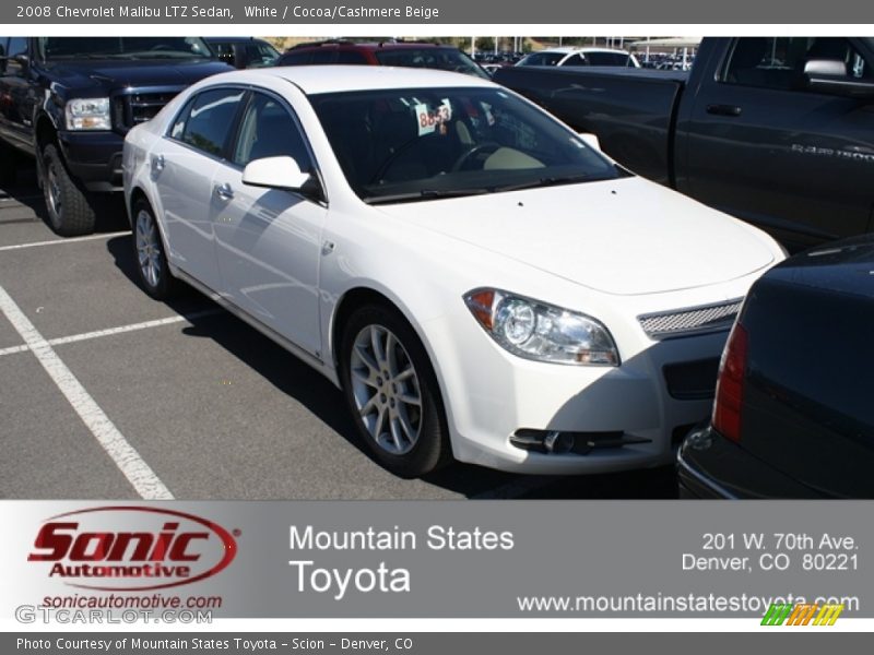 White / Cocoa/Cashmere Beige 2008 Chevrolet Malibu LTZ Sedan