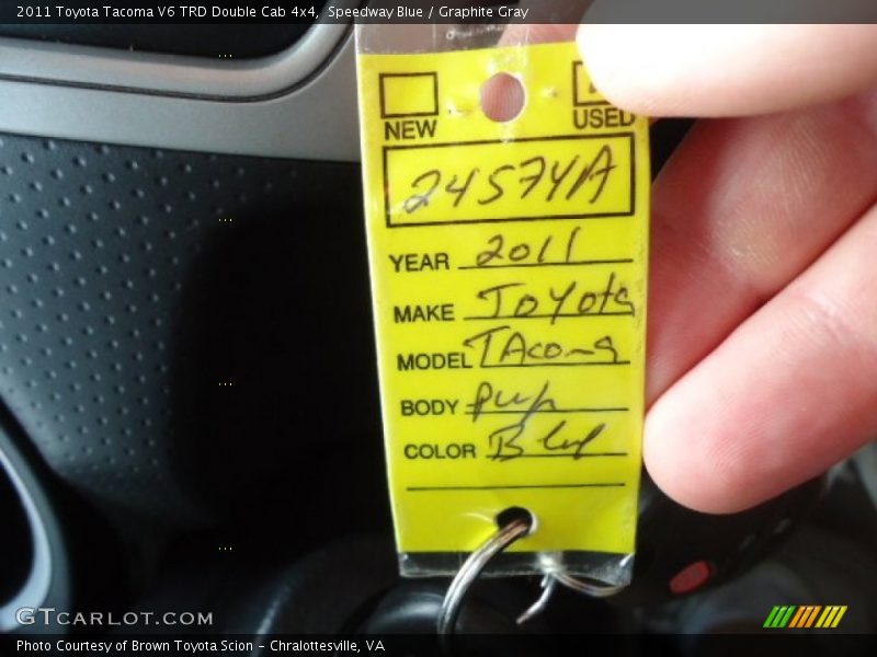 Speedway Blue / Graphite Gray 2011 Toyota Tacoma V6 TRD Double Cab 4x4