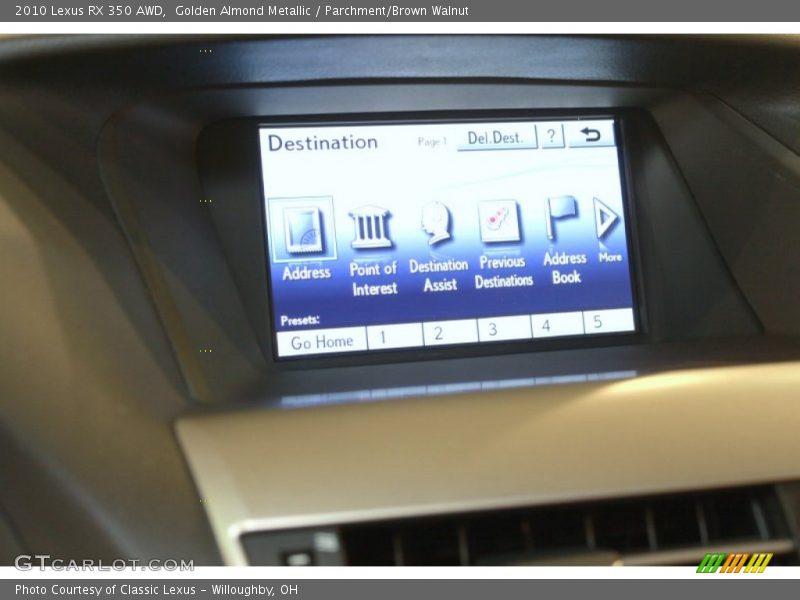 Golden Almond Metallic / Parchment/Brown Walnut 2010 Lexus RX 350 AWD
