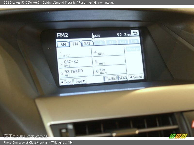 Golden Almond Metallic / Parchment/Brown Walnut 2010 Lexus RX 350 AWD