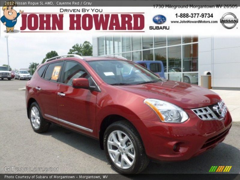 Cayenne Red / Gray 2012 Nissan Rogue SL AWD