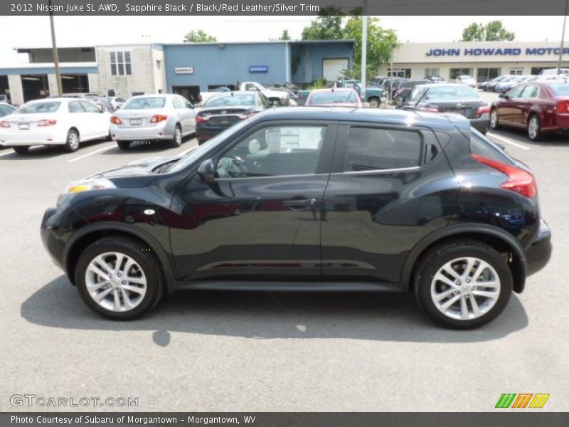 Sapphire Black / Black/Red Leather/Silver Trim 2012 Nissan Juke SL AWD