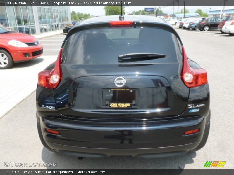 Sapphire Black / Black/Red Leather/Silver Trim 2012 Nissan Juke SL AWD
