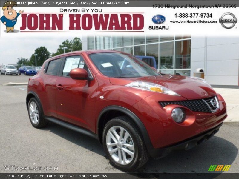 Cayenne Red / Black/Red Leather/Red Trim 2012 Nissan Juke SL AWD
