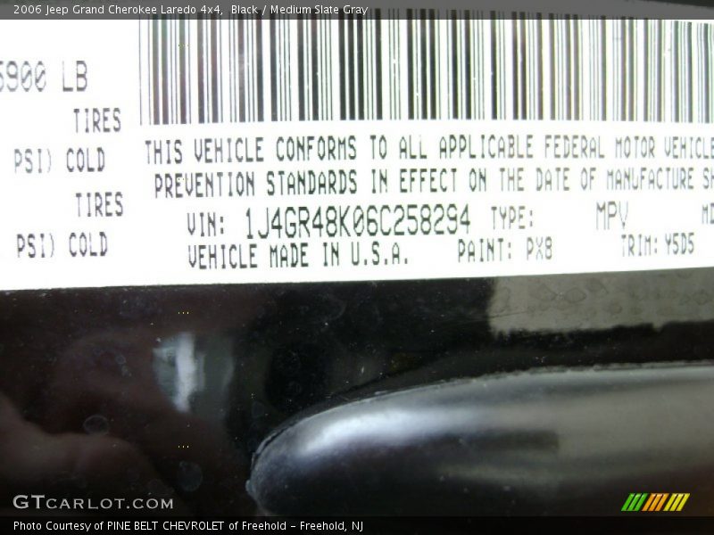 Black / Medium Slate Gray 2006 Jeep Grand Cherokee Laredo 4x4