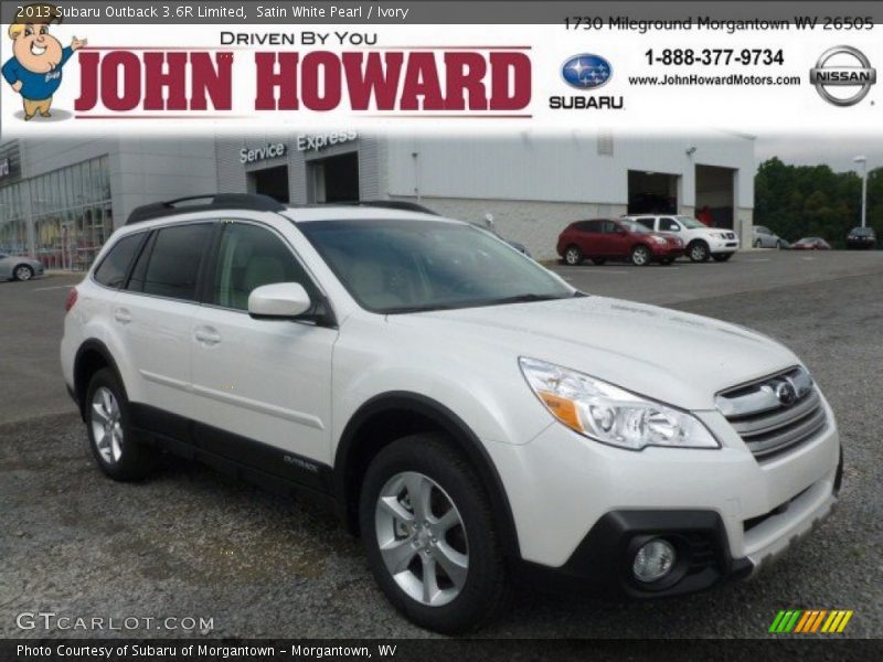 Satin White Pearl / Ivory 2013 Subaru Outback 3.6R Limited
