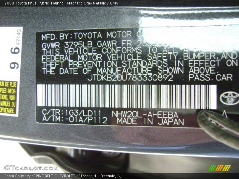 Magnetic Gray Metallic / Gray 2008 Toyota Prius Hybrid Touring