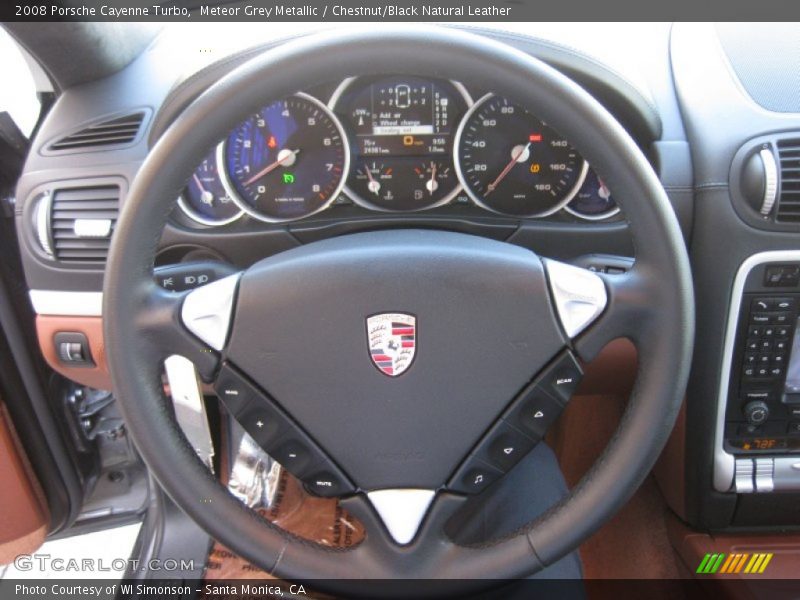 Meteor Grey Metallic / Chestnut/Black Natural Leather 2008 Porsche Cayenne Turbo
