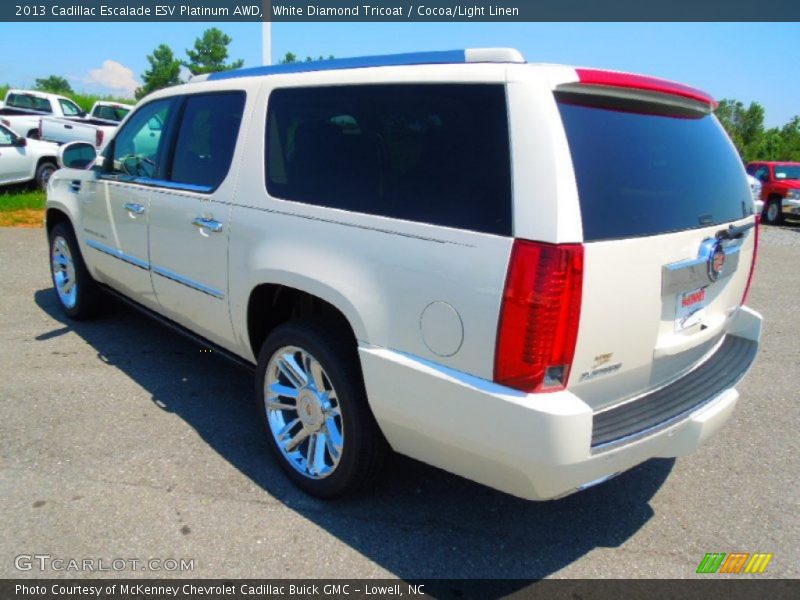 White Diamond Tricoat / Cocoa/Light Linen 2013 Cadillac Escalade ESV Platinum AWD