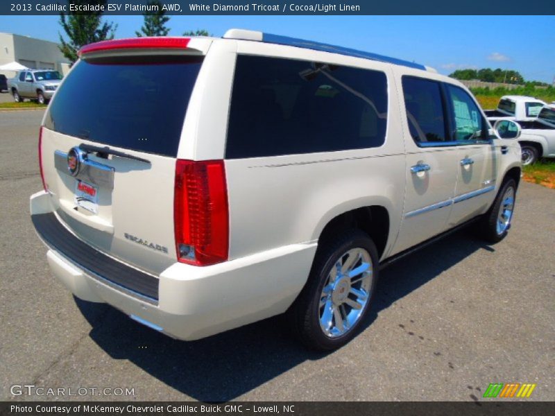 White Diamond Tricoat / Cocoa/Light Linen 2013 Cadillac Escalade ESV Platinum AWD