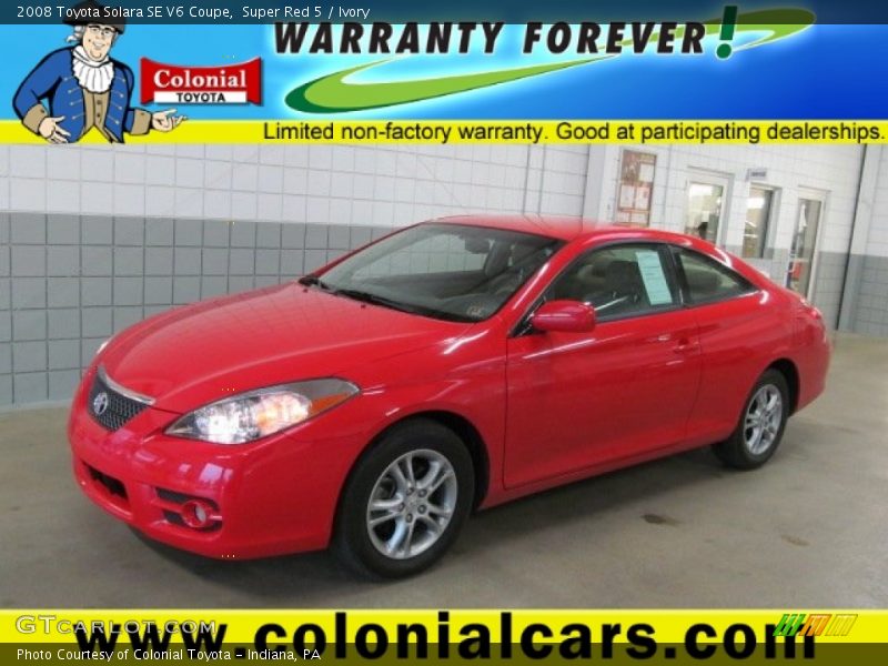 Super Red 5 / Ivory 2008 Toyota Solara SE V6 Coupe