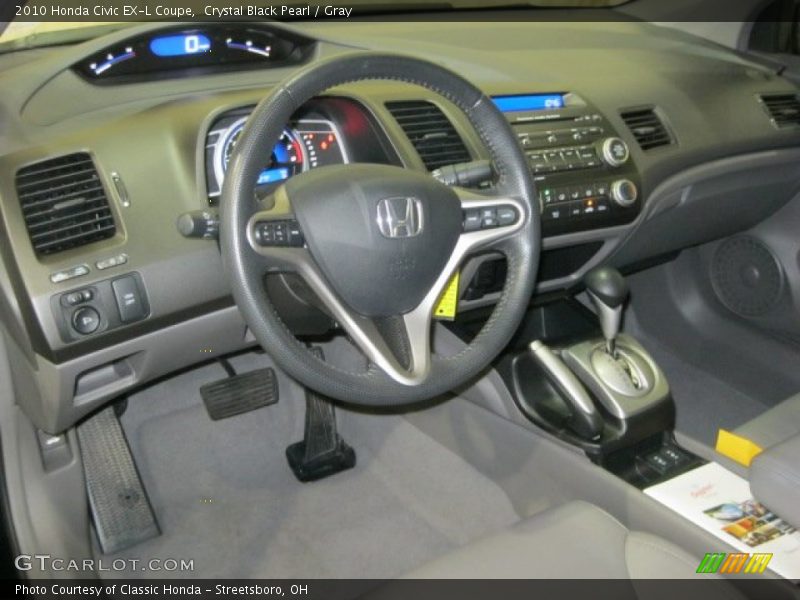 Crystal Black Pearl / Gray 2010 Honda Civic EX-L Coupe