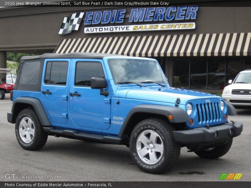 Surf Blue Pearl / Dark Slate Gray/Medium Slate Gray 2010 Jeep Wrangler Unlimited Sport