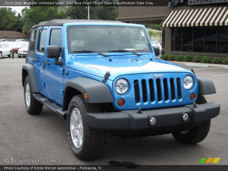 Surf Blue Pearl / Dark Slate Gray/Medium Slate Gray 2010 Jeep Wrangler Unlimited Sport