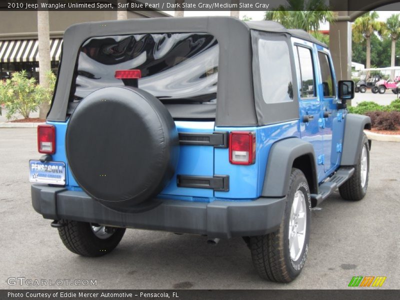 Surf Blue Pearl / Dark Slate Gray/Medium Slate Gray 2010 Jeep Wrangler Unlimited Sport