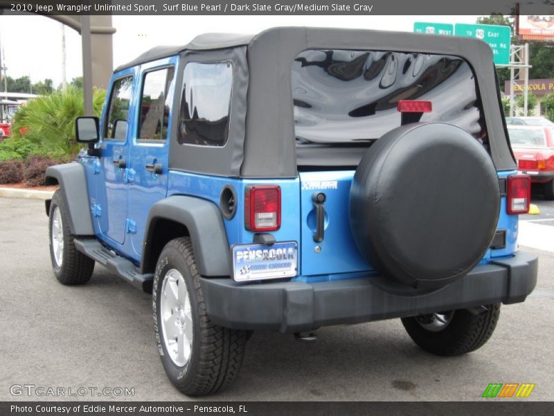 Surf Blue Pearl / Dark Slate Gray/Medium Slate Gray 2010 Jeep Wrangler Unlimited Sport