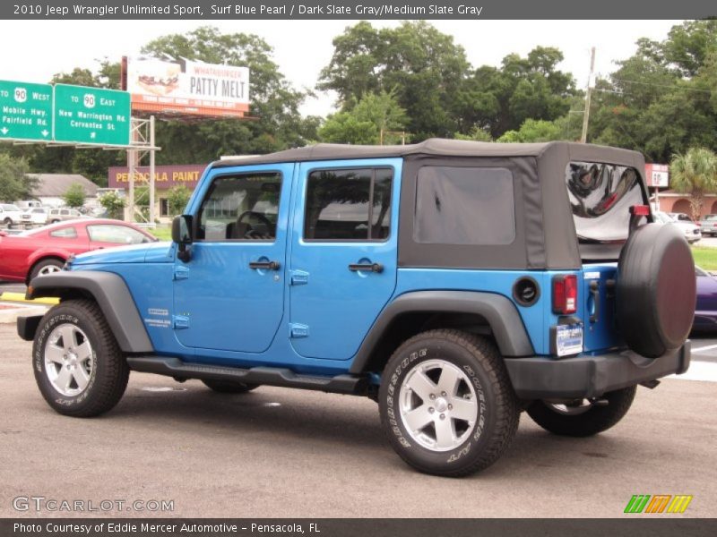 Surf Blue Pearl / Dark Slate Gray/Medium Slate Gray 2010 Jeep Wrangler Unlimited Sport