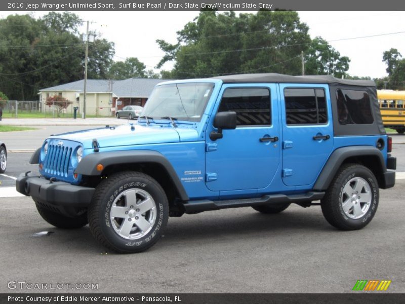 Surf Blue Pearl / Dark Slate Gray/Medium Slate Gray 2010 Jeep Wrangler Unlimited Sport