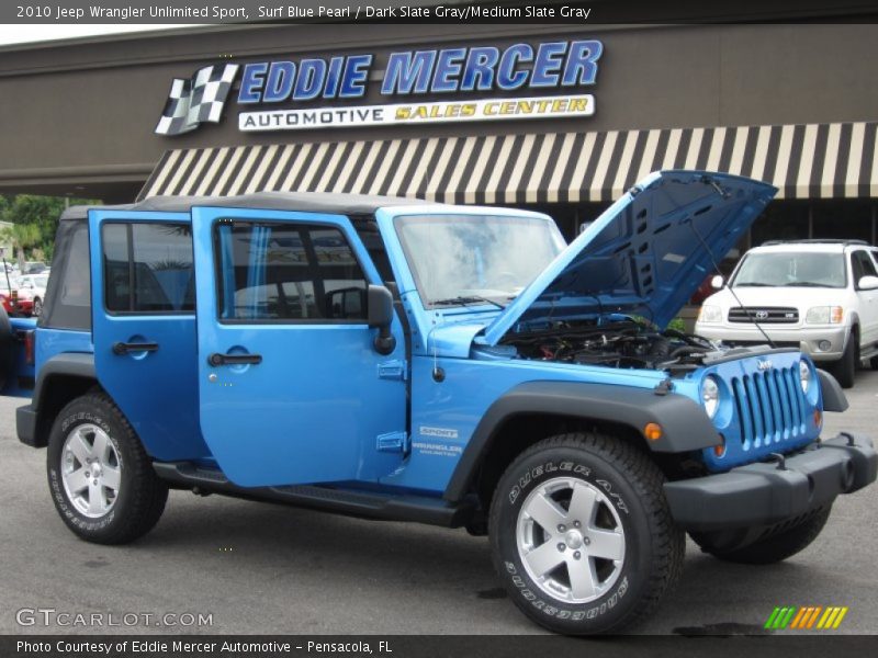 Surf Blue Pearl / Dark Slate Gray/Medium Slate Gray 2010 Jeep Wrangler Unlimited Sport